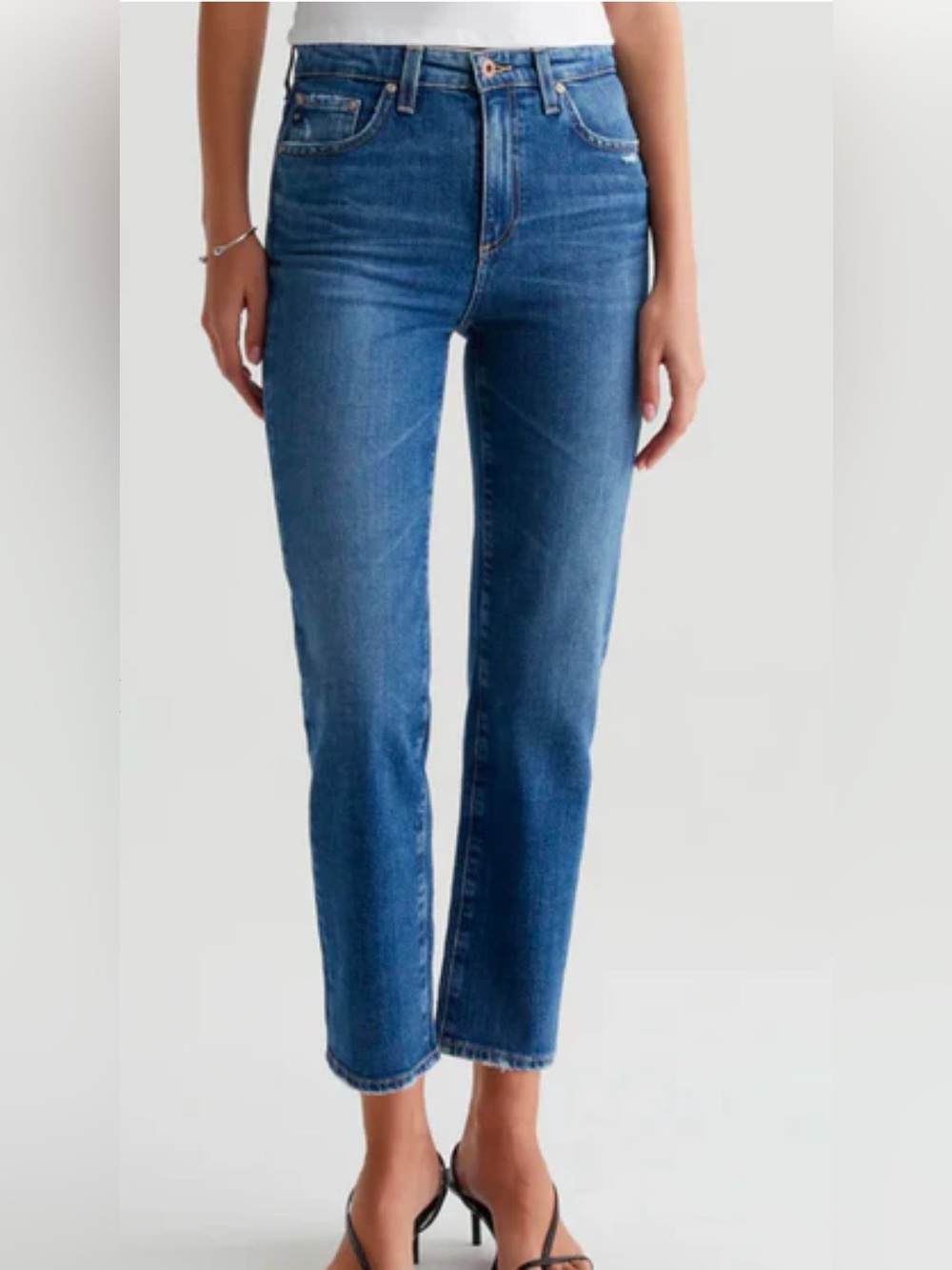 AG Adriano Goldschmied Saige Crop High Rise Straight Jeans